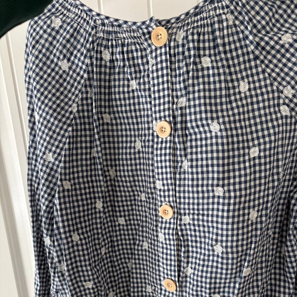 Madewell Tops | Madewell Gingham Blue & White Top, Size Medium